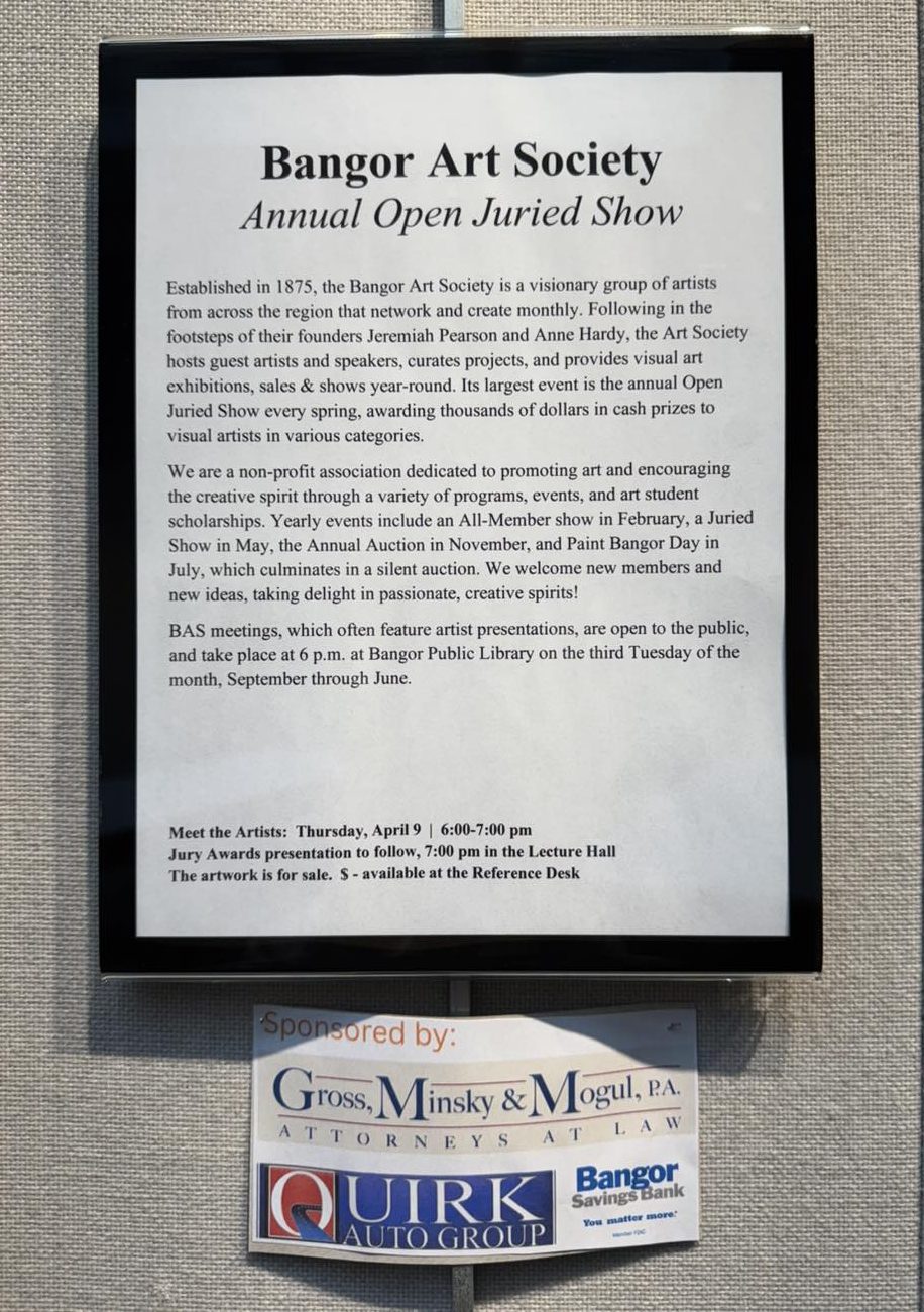 Winners of The Bangor Art Society Open Juried Show 2026